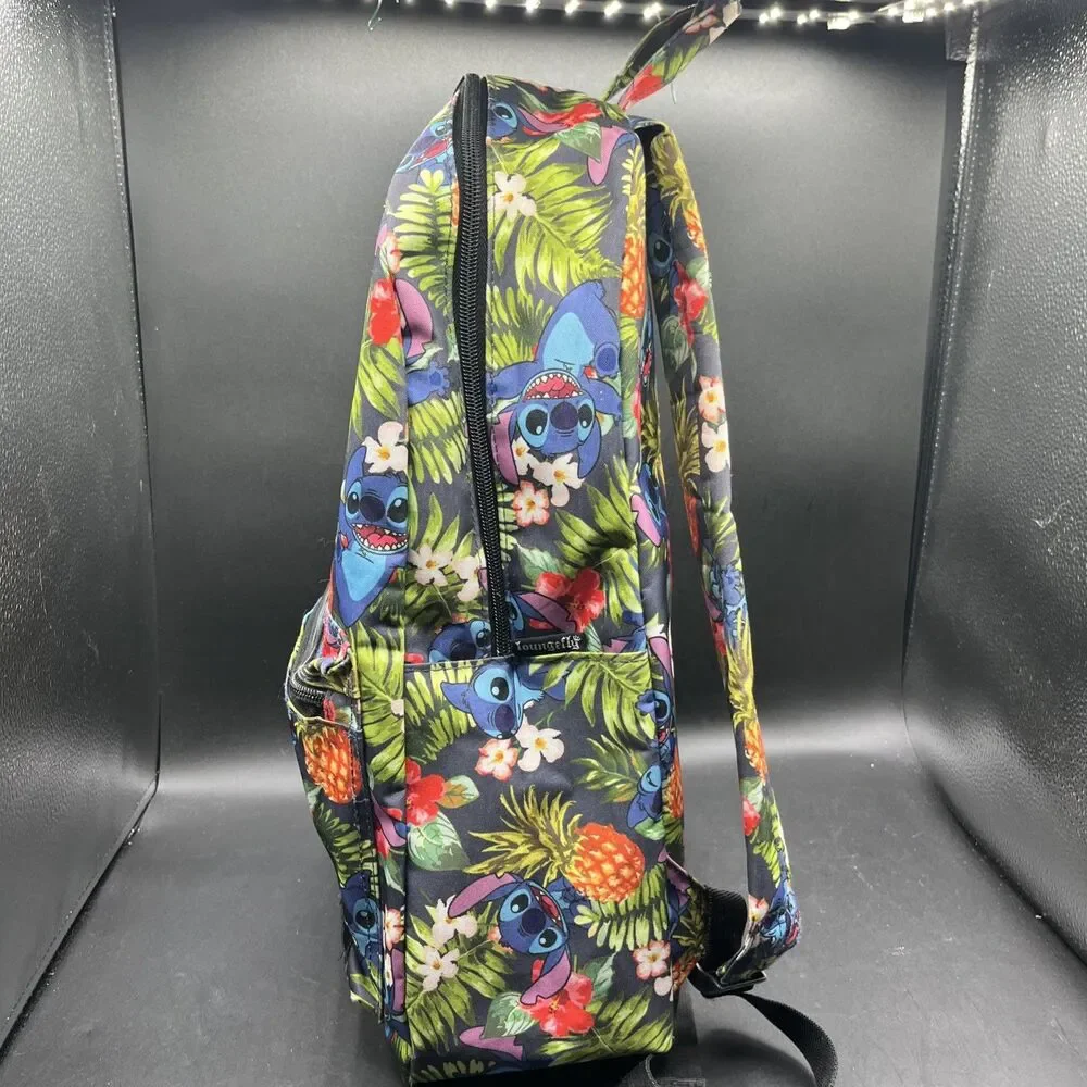 Loungefly Disney Stitch Nylon Full Size Backpack Hawaii Pineapple Floral